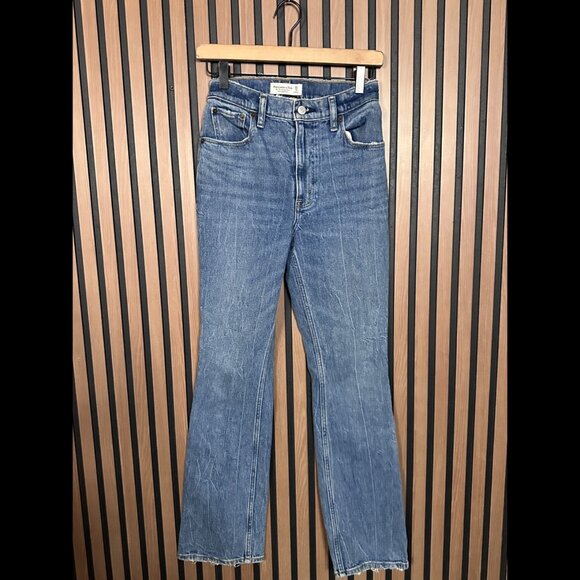 Abercrombie & Fitch Jeans 25 / 0 Short Blue 70s Vintage Flare Ultra High Rise - Picture 1 of 8